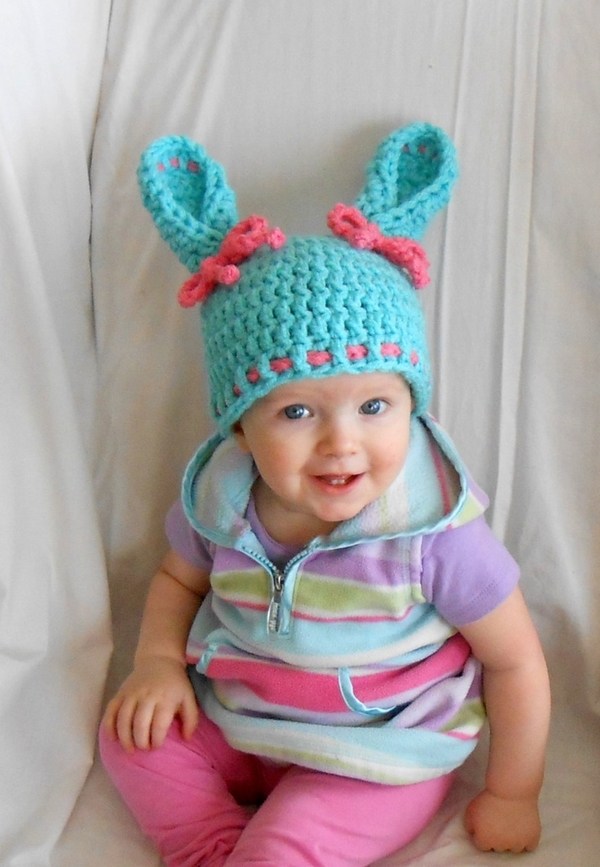 baby easter outfits ideas knitted hat bunny ears