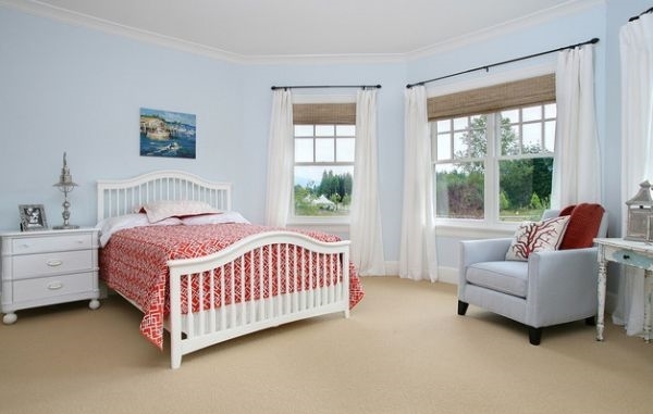 bamboo blinds bedroom white curtains