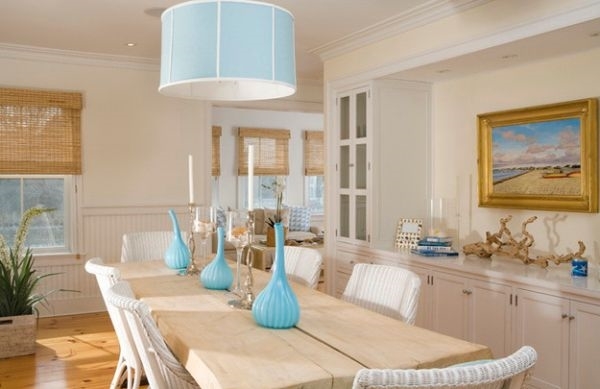  dining room light wood turquoise color accents