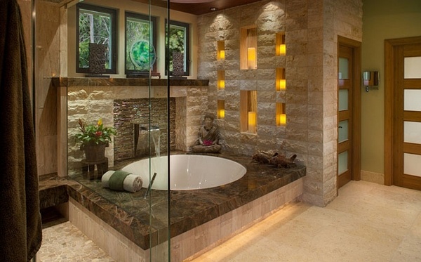 bathroom design trends neutral colors oval tub natural stone