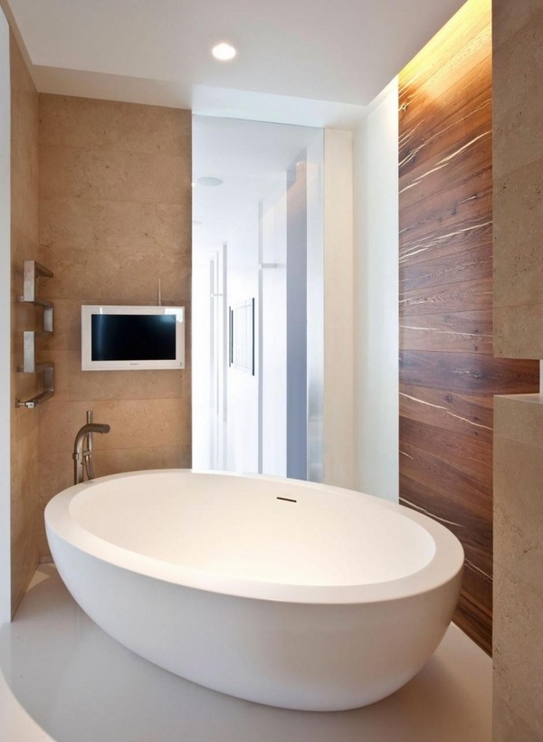 bathroom trends 2015 freestanding bathtub wood wall tiles hidden lighting