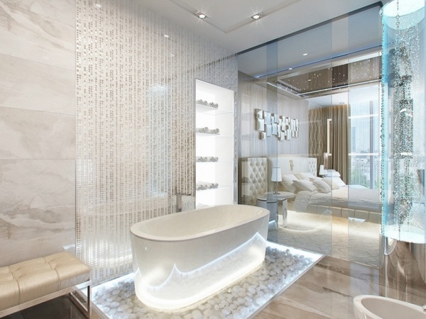 bathroom trendss 2015 glass wall freestanding bathtub led lighting