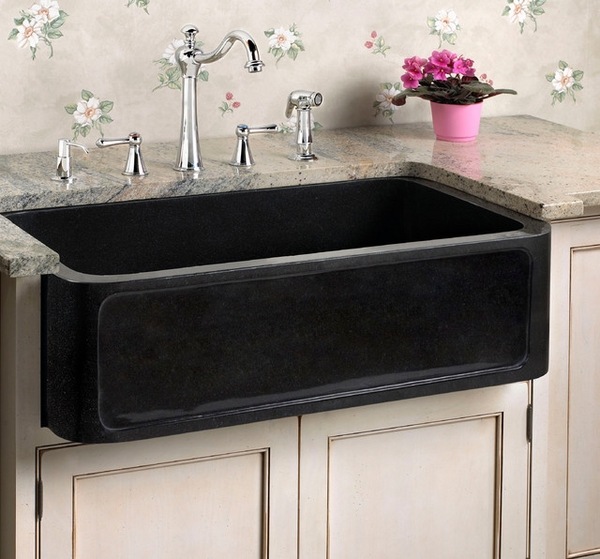 black farmhouse sink white cabinets contemporary kitchen