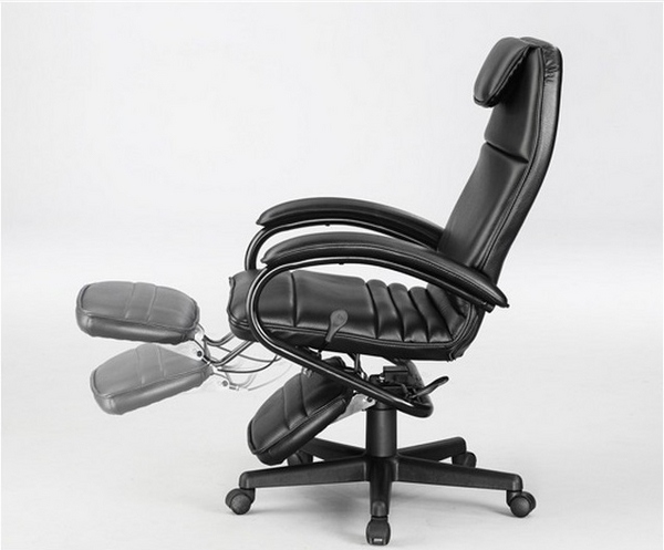 black leather reclining chair with footrest