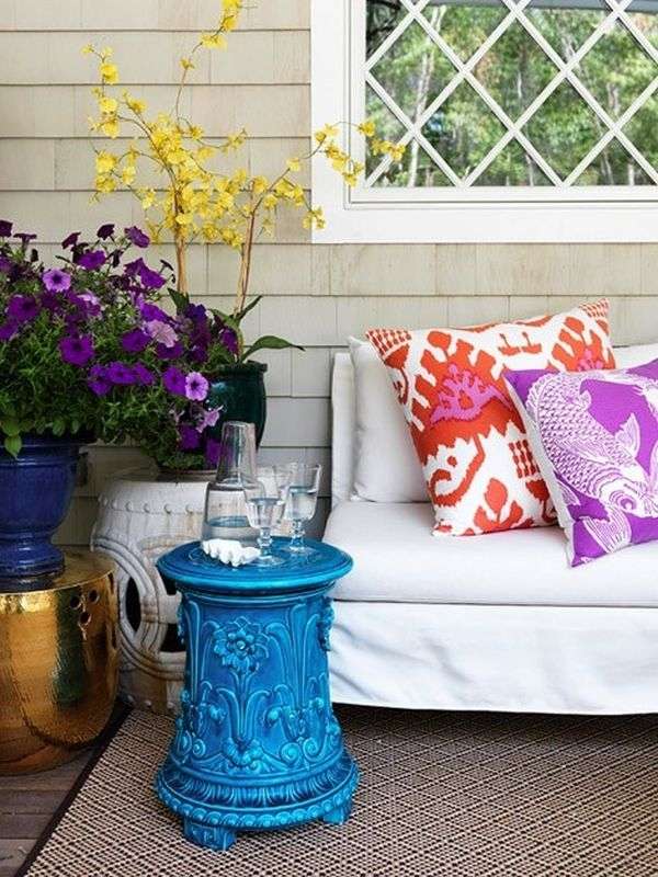 blue ceramic garden stool patio furniture ideas side table