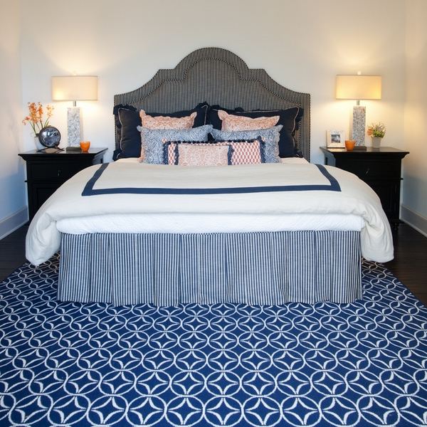 blue white stripes carpet bedroom interior design