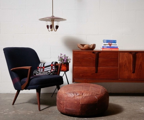 brown leather ottoman pouf design ideas armchair