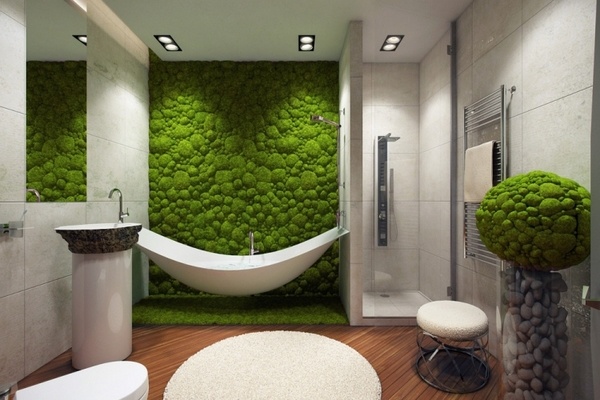 modern bathroom interior trends vertical garden bathtub