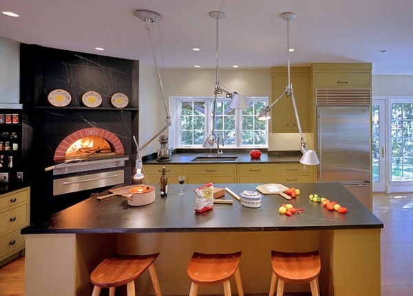 contemporary kitchen design indoor wood burning