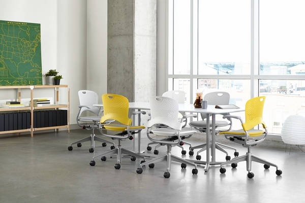 office furniture ergonomic chairs white yellow Herman Miller
