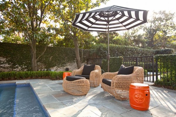 contemporary patio furniture design orange garden stool
