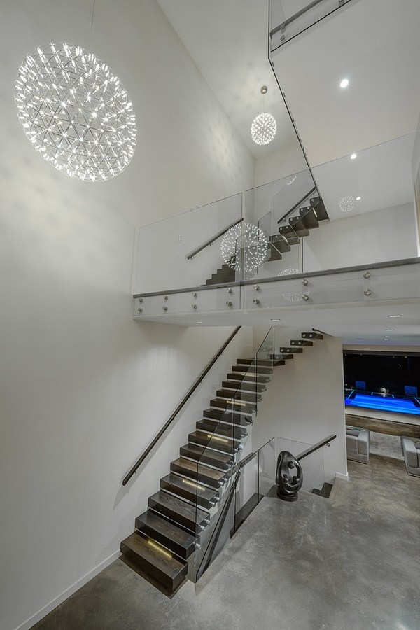 contemporary staircase design ideas glass steel handrails