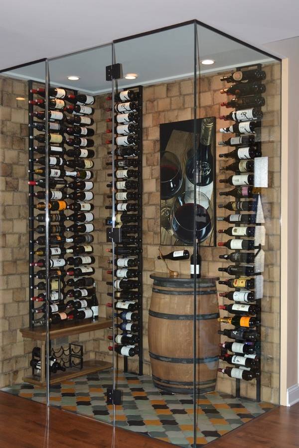 contemporary wine cellar design with wall mounted wine racks