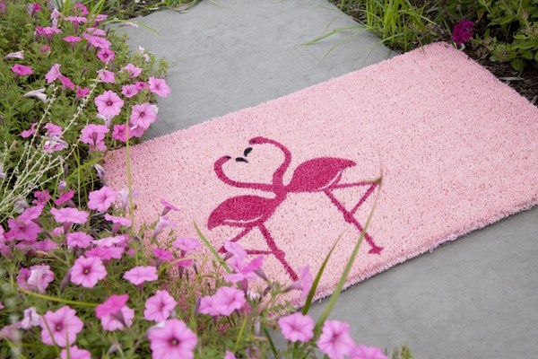 cute doormats designs pink flamingos