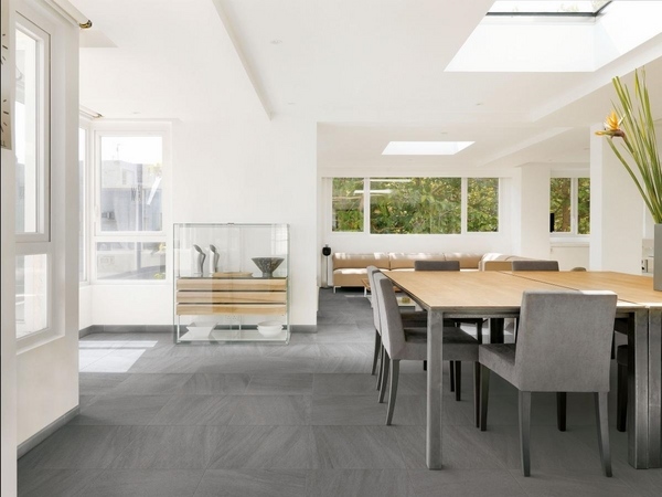 dining room minimalist style gray color natural wood