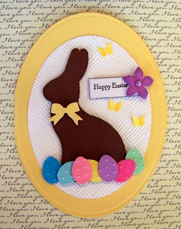 easter cards bunny colored egg colored paper DIY craft ideas