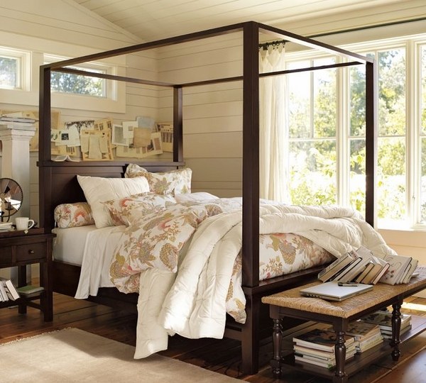 elegant canopy bed bedding set wooden frame