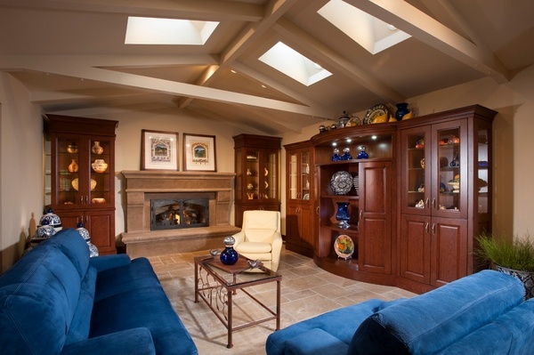 family room design ideas sofas fireplace skylights modern home lighting