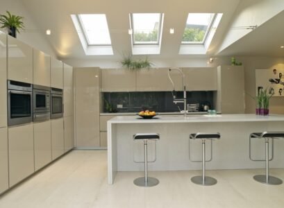 interior-lighting-velux-skylights-modern-white-kitchen-design-white-island-bar-stools