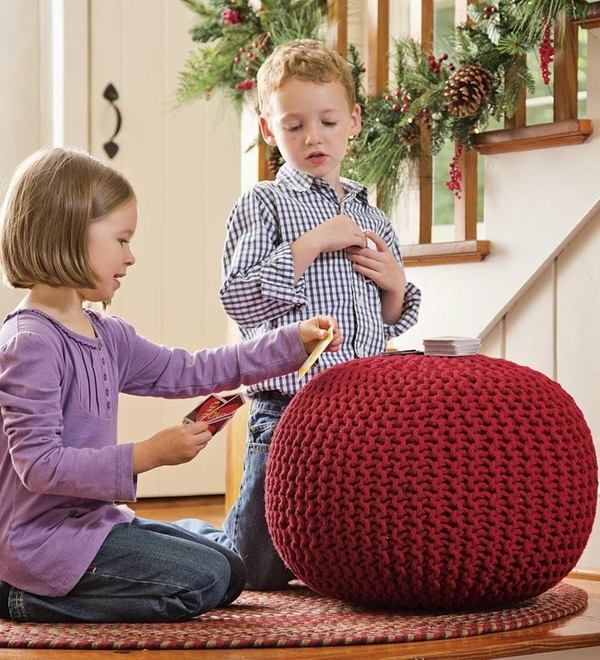 knitted ottoman pouf round shape kids room furniture