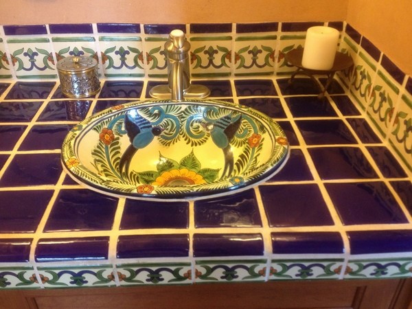 mexican-tiles-ideas-bathroom-design-ideas blue white tiles vessel sink