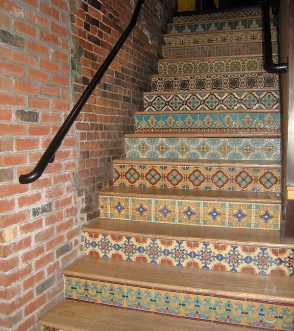 mexican-tiles-staircase home decorating ideas