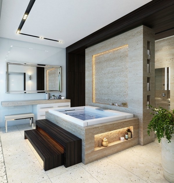 modern bathroom trends 2015 wellness bath natural stone hidden lighting