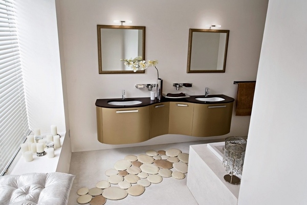 modern bathroom double vanity original floor tiles