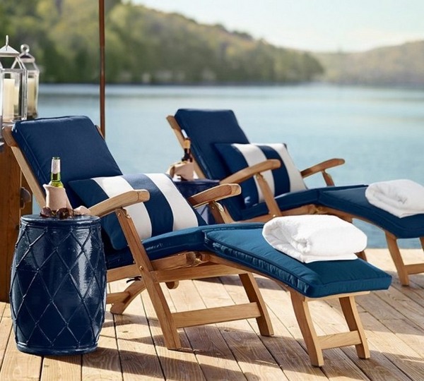 modern sun lounger blue cushions sundeck furniture