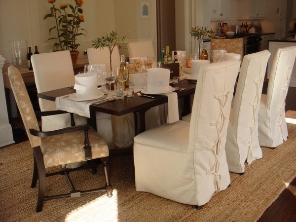 Dining Chair Covers Add Style And, How Do You Cover Dining Room Chairs With Arms