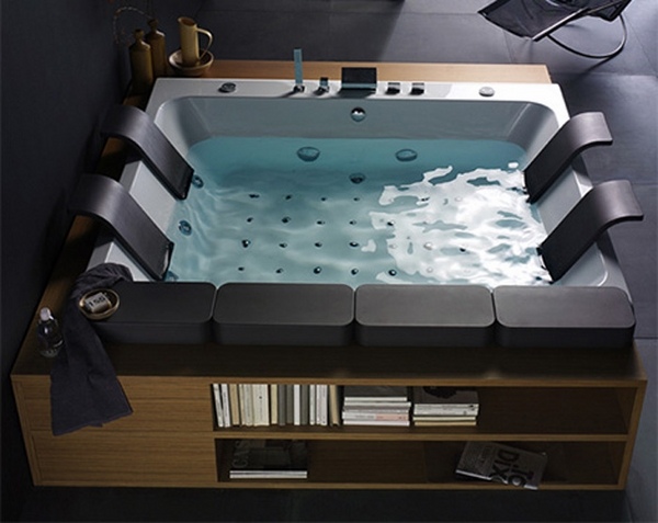 freestanding whirlpool ideas with storage space