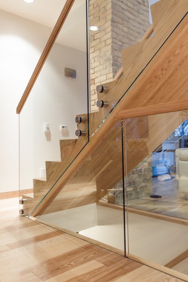 modern glass wood staircase design