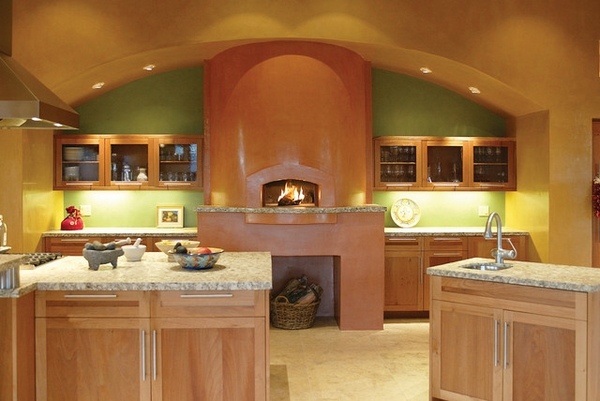 modern kitchen fireplace wood burning oven