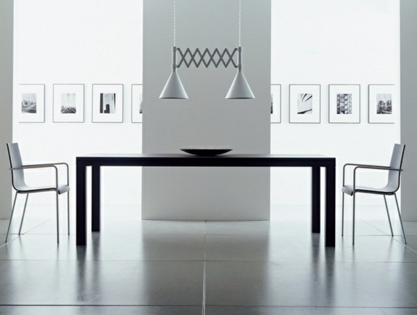  minimalist black table white chairs dining area design ideas