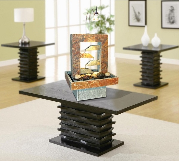 natural slate stone tabletop fountain living room decorating ideas