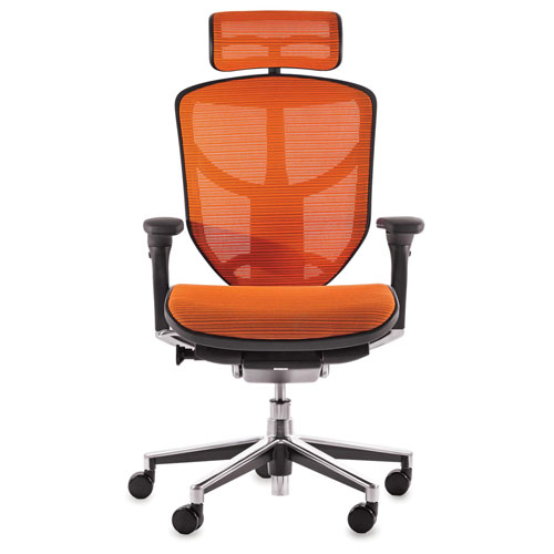 orange office chair head support 