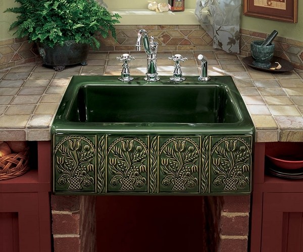 dark green kitchen sink