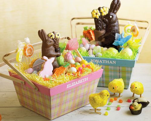 personalized easter baskets eggs chocolate bunnies