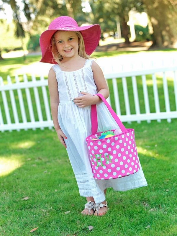 personalized baskets for girls pink polka dot basket Easter gifts 