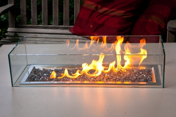 propane fire pit glass wind shield modern fireplace design ideas