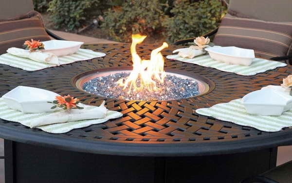 propane fire pit table outdoor dining furniture ideas