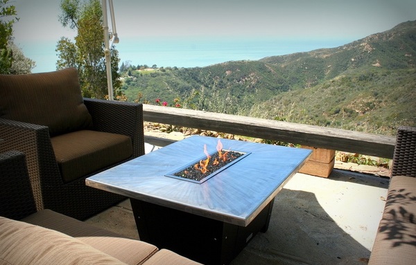 rectangular table propane firepit modern patio fireplace ideas