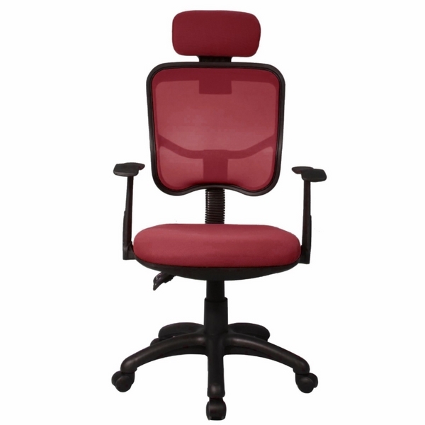 red mesh office chair high back head support