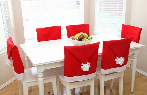 santa hat chair slipcovers christmas dining room decoration ideas