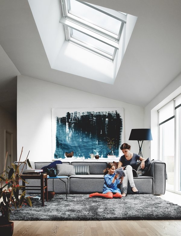 sloping ceiling skylights modern home lighting ideas