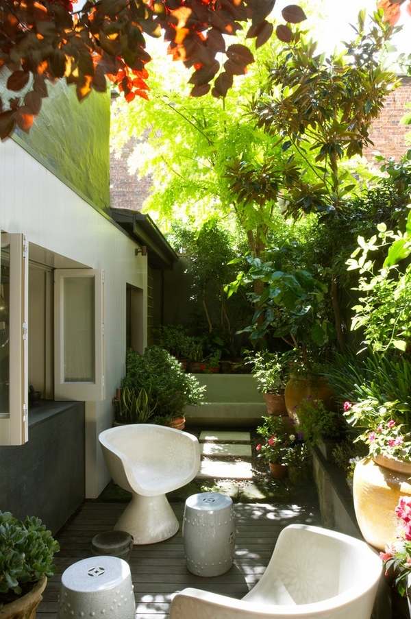 small patio furniture ideas modern garden  chairs white ceramic garden stools