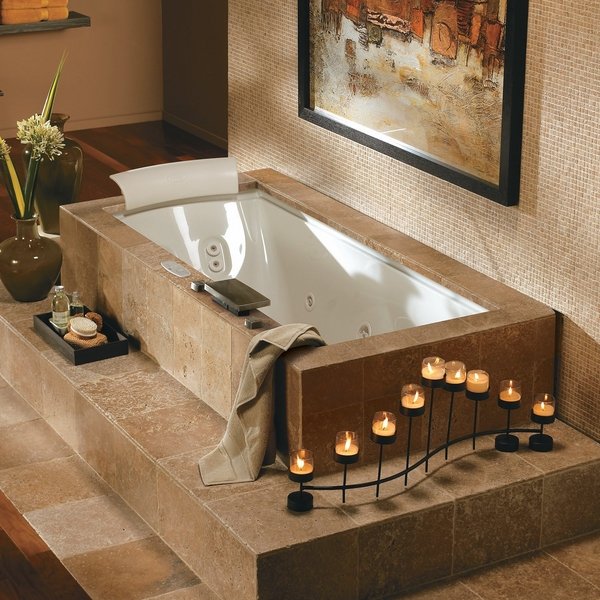 spa bathroom design whirlpoool bathtub candles