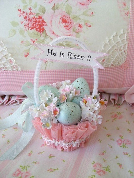vintage Easter basket pink blue DIY decoration ideas