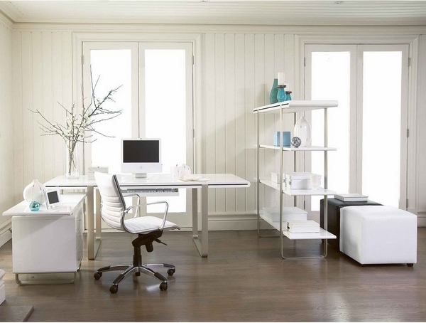 white ergonomic office chair metal armrests white office desk