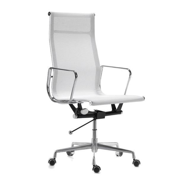 white chair high back stainless steel armrests